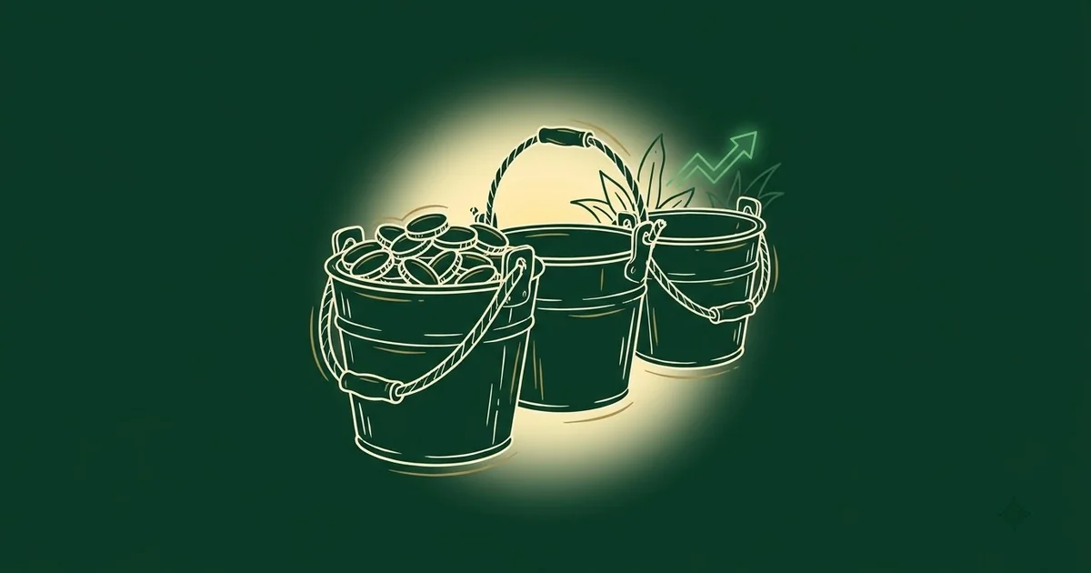 Hand-drawn cover illustration of emergency fund bucket strategy in India — The Wealth Blog