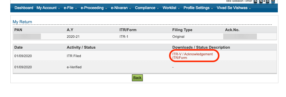 Download ITR Acknowledgement