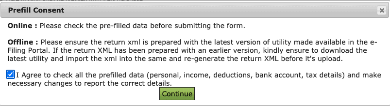 Terms page in Income Tax Department Website