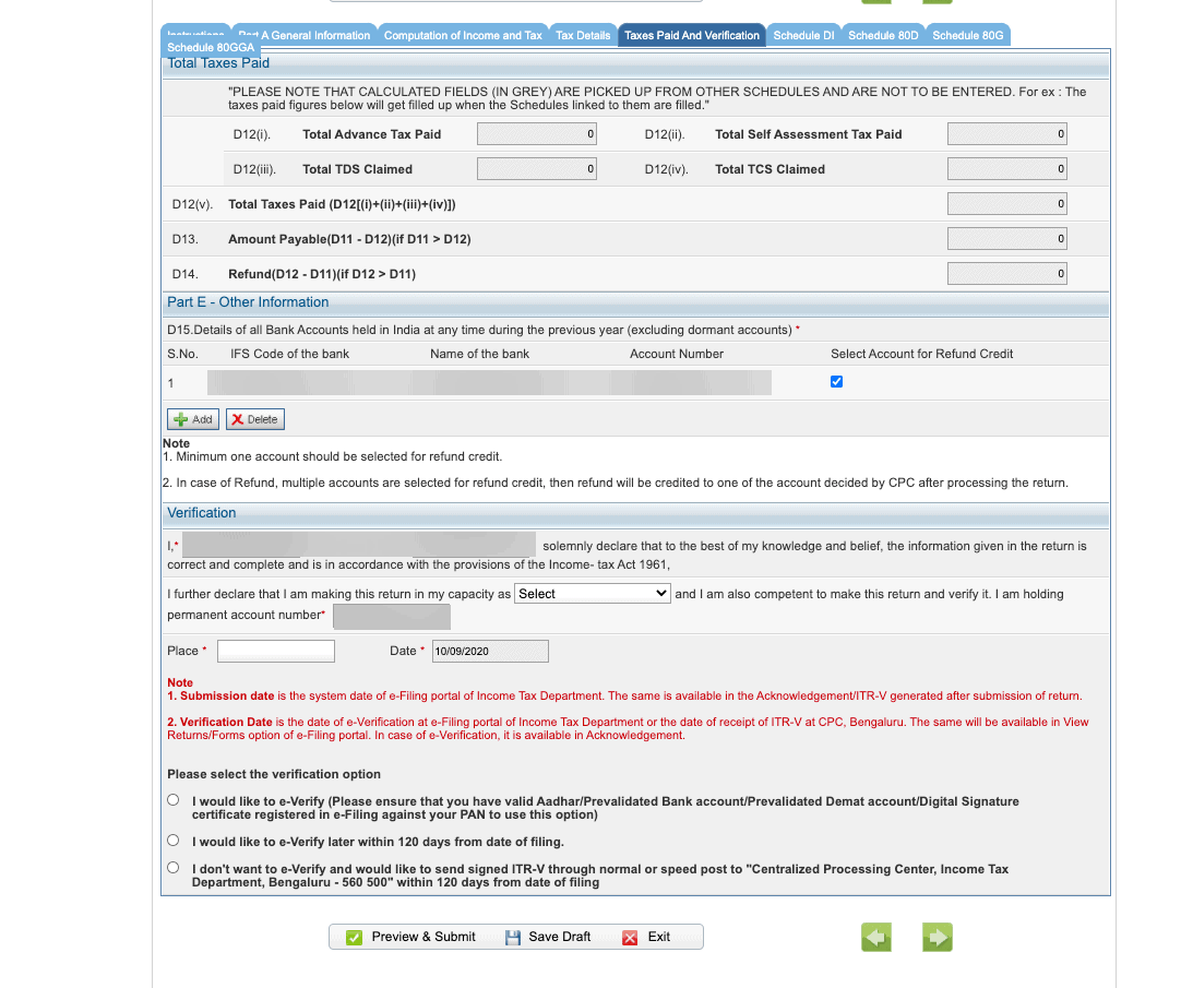 Verification Option on Taxes Paid and Verification tab.Varification Option on Taxes Paid and Verification tab.