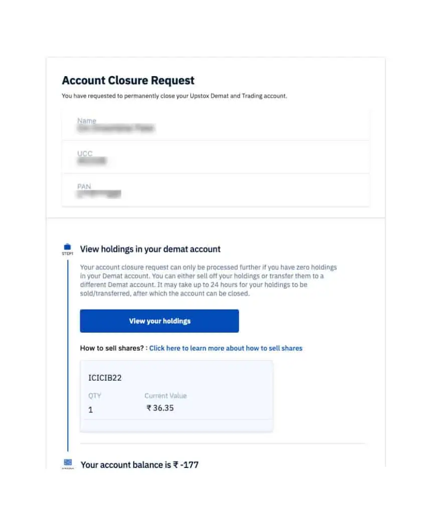Account closure form - prefilled form