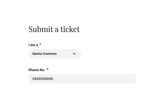 Submit ticket form - Mobile number