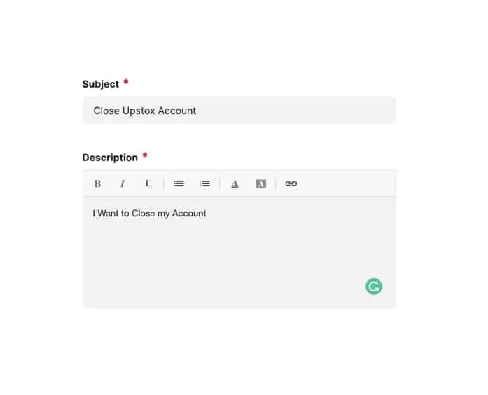 Submit ticket form - reason to cancel